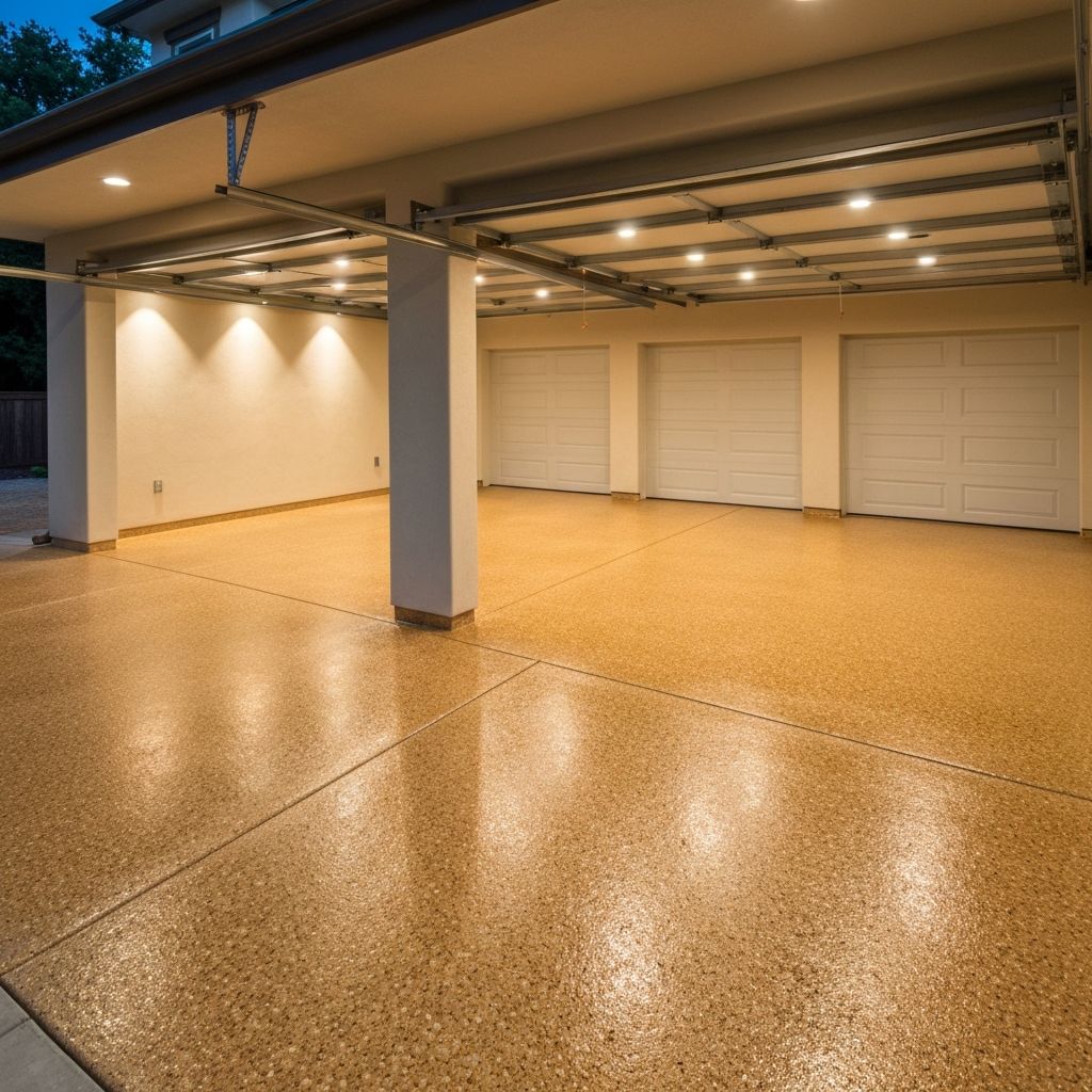Finished garage floor coating