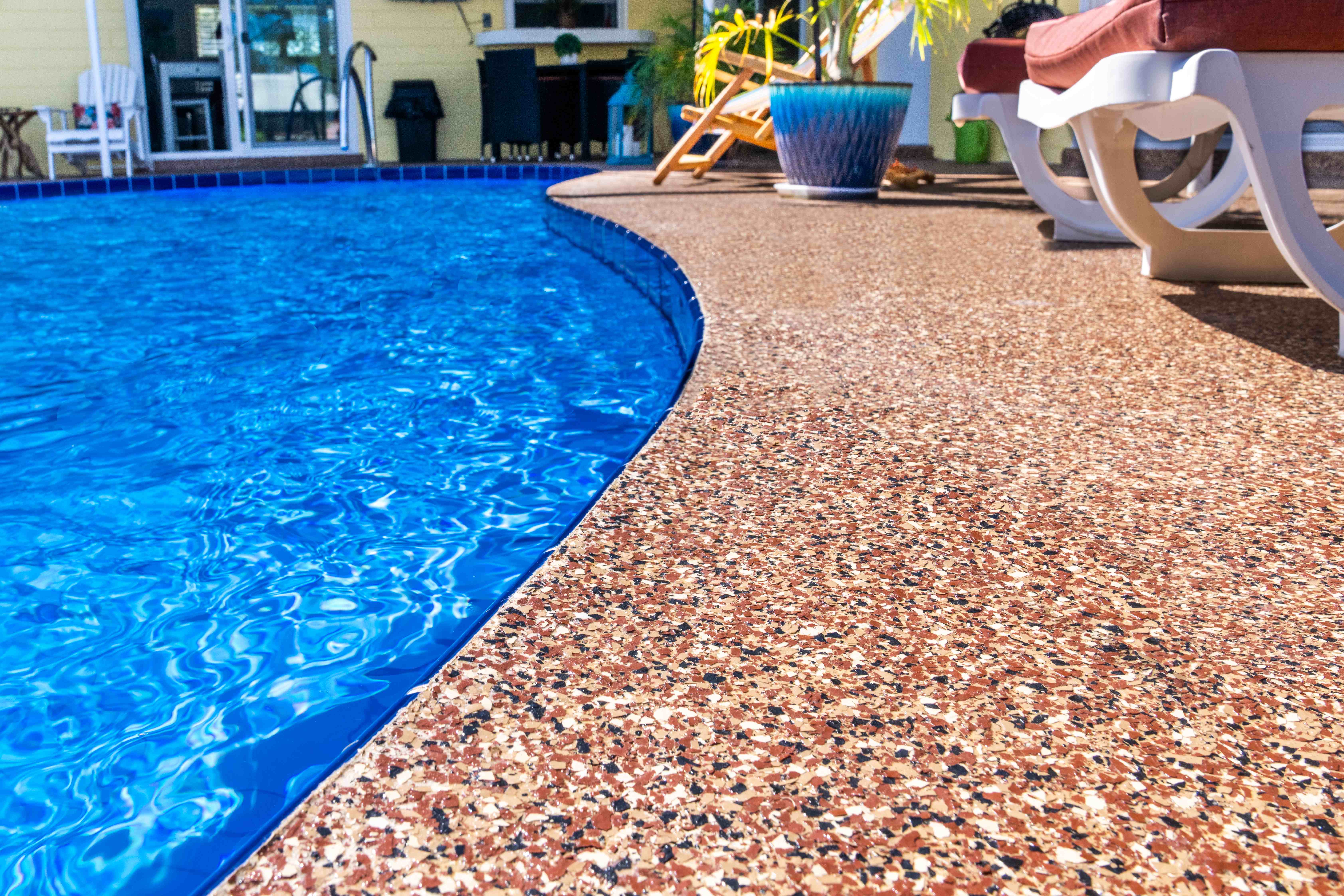 Coated pool deck
