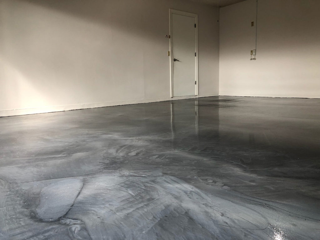 Metallic marble-style garage flooring